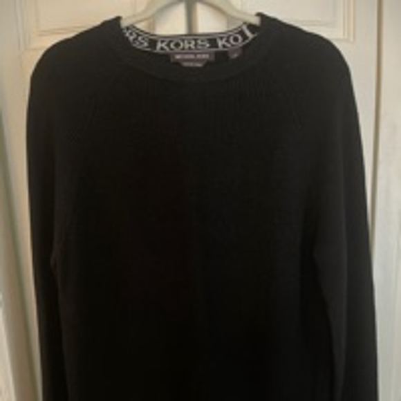 Men’s MK Michael Kors Washable Merino Wool Crewneck Sweater Black Size L EUC